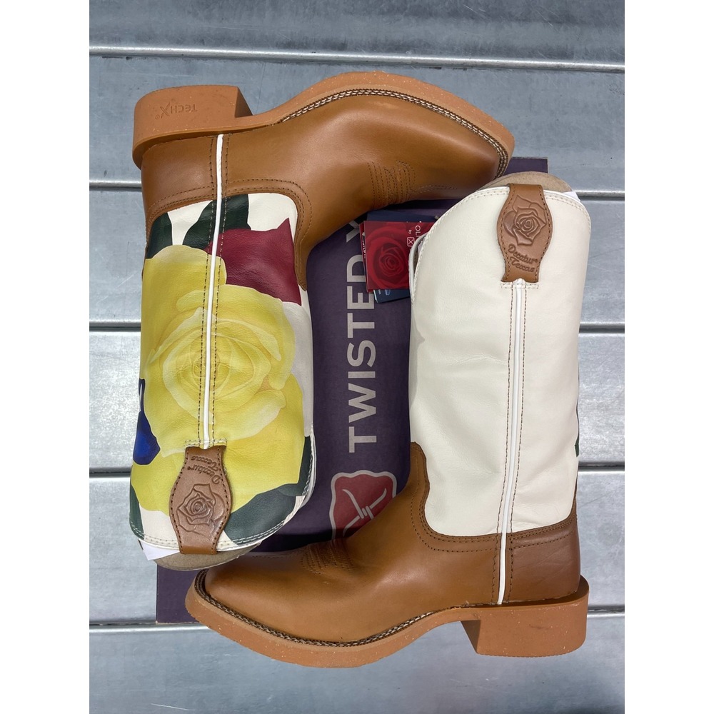 Twisted X Rose Printed‎ Western Boots Womens 7 B Leather Tech - Picture 2 of 12